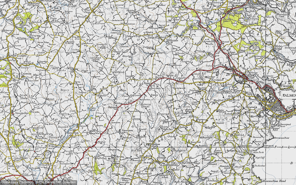 Old Map of Historic Map covering Butteriss Downs in 1946