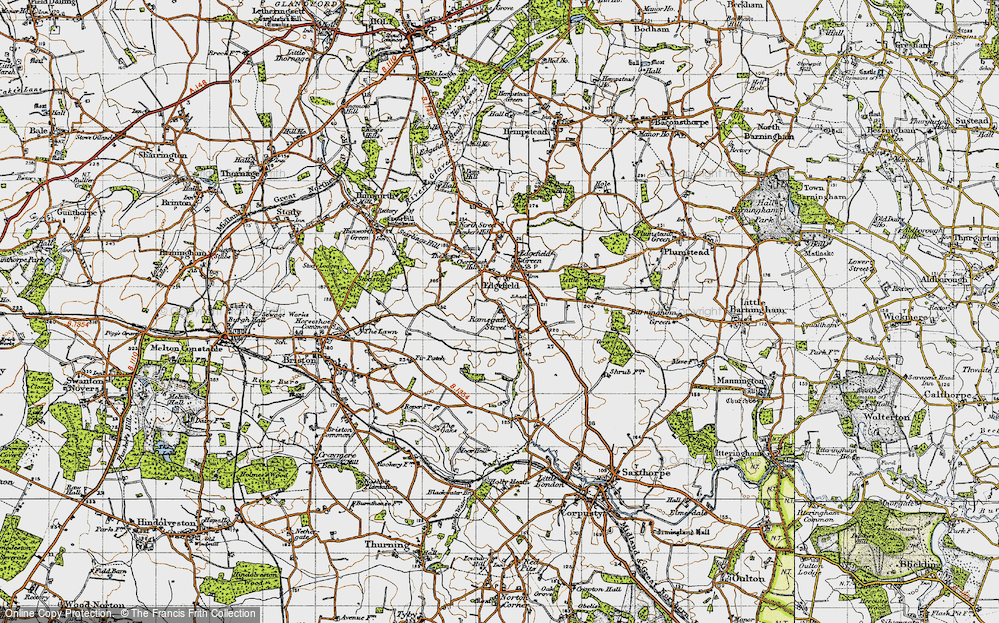 Old Map of Edgefield Street, 1945 in 1945