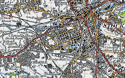 Old map of Edgeley in 1947