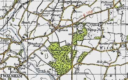 Old map of Bacton Wood in 1945