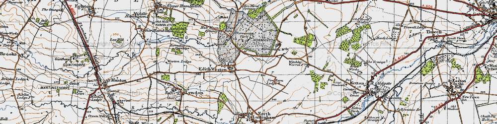 Old map of Edith Weston in 1946