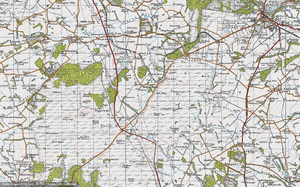 Old Map of Historic Map covering Birsley Wood in 1947