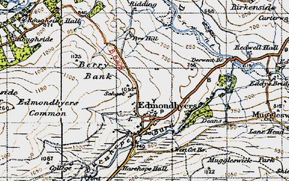 Old map of Edmondbyers in 1947