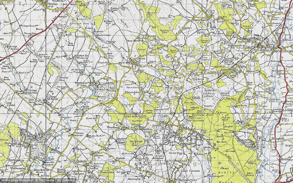 Old Map of Historic Map covering Birches Copse in 1940
