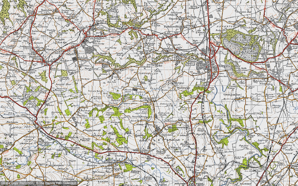 Old Map of Historic Map covering Broomy Holm in 1947