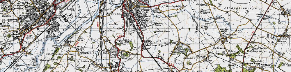 Old map of Edwalton in 1946