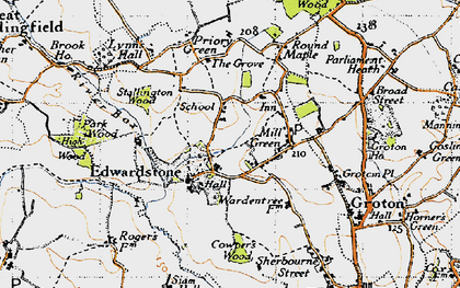 Old map of Edwardstone in 1946