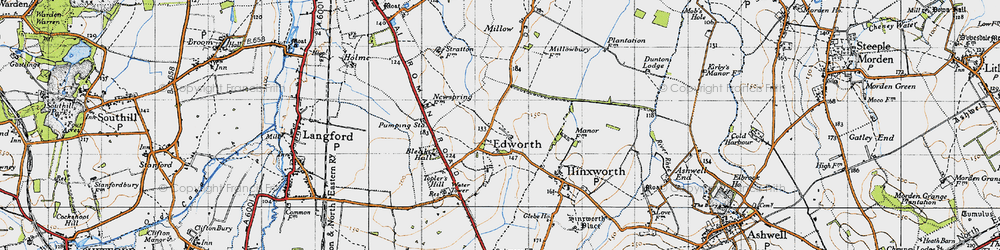 Old map of Edworth in 1946