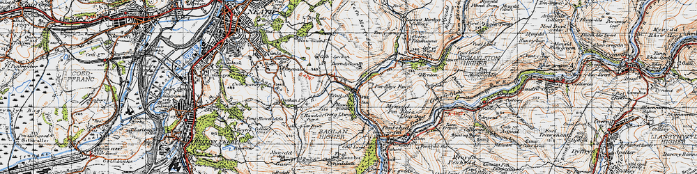 Old map of Baradychwallt in 1947
