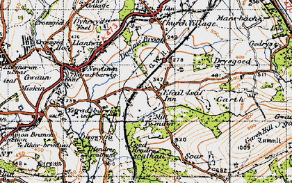 Old map of Efail Isaf in 1947