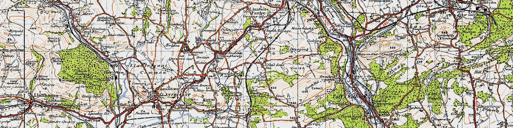 Old map of Efail Isaf in 1947