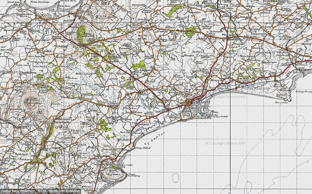 Old Map of Historic Map covering Afon Rhyd-hir in 1947