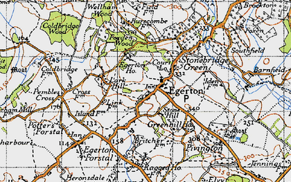 Old map of Egerton in 1940