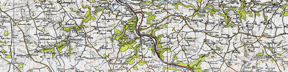 Old map of Eggesford Station in 1946