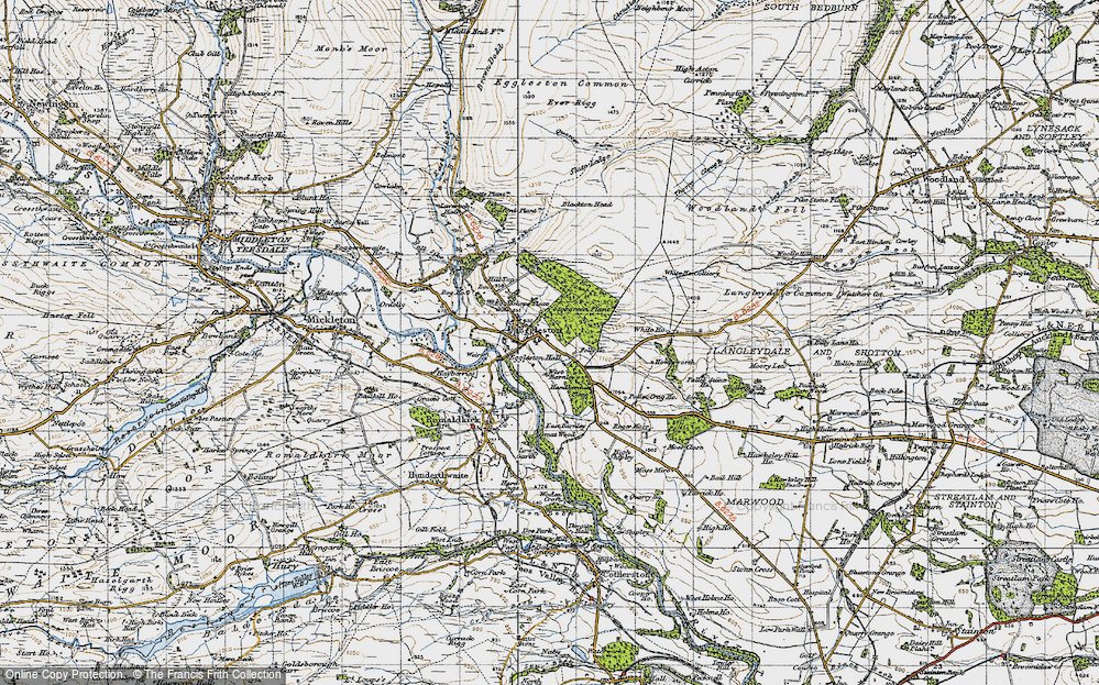Old Map of Eggleston, 1947 in 1947