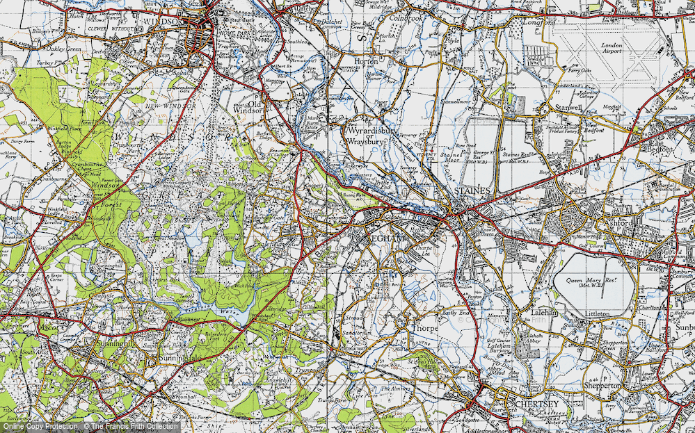 Old Map of Egham, 1940 in 1940