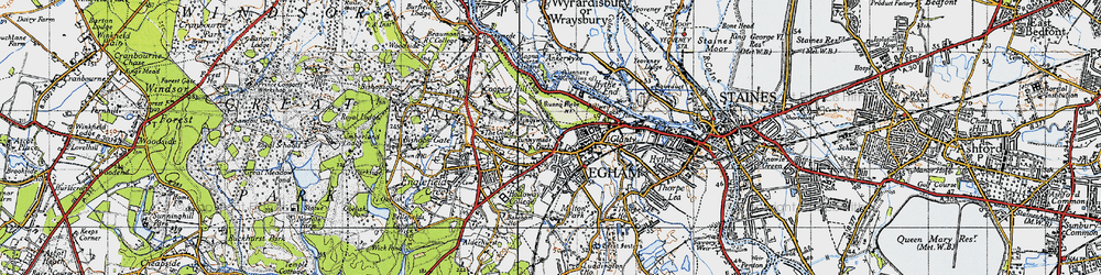 Old map of Egham in 1940