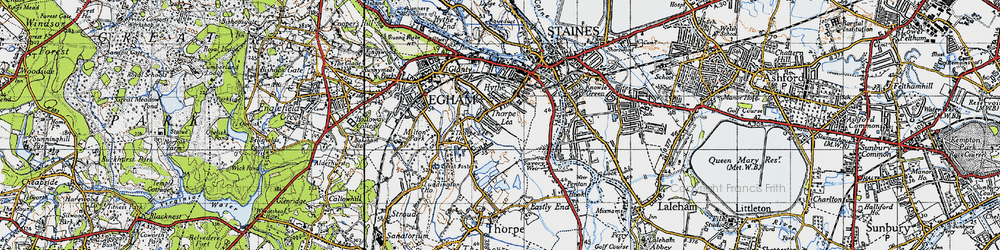 Old map of Egham Hythe in 1940