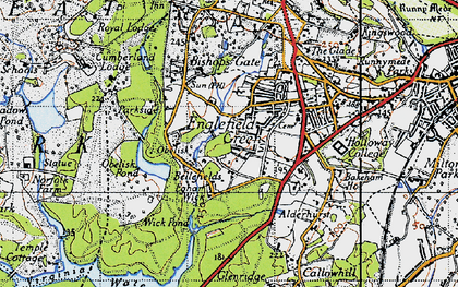 Old map of Wick Pond in 1940