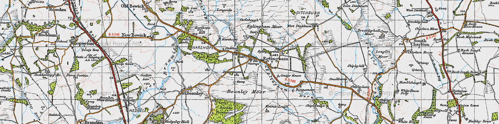 Old map of Eglingham in 1947