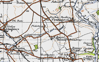 Old map of Eglwys-Brewis in 1947