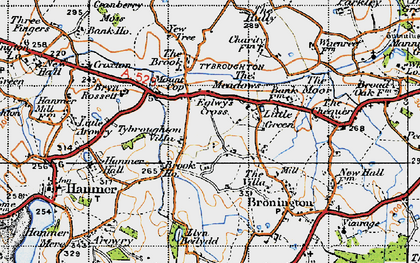 Old map of Eglwys Cross in 1947