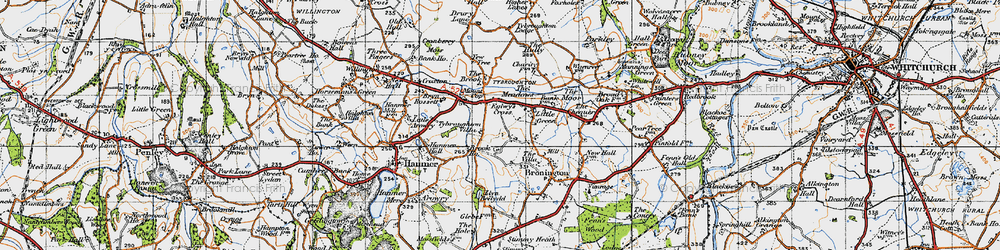 Old map of Eglwys Cross in 1947