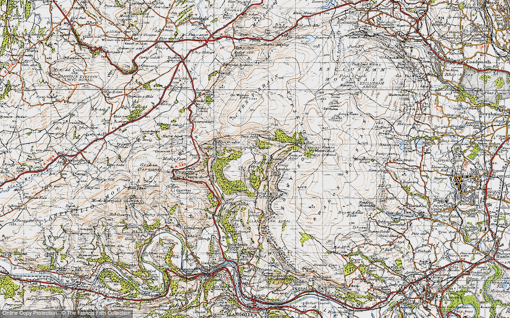 Old Map of Historic Map covering Bryn-yr-odyn in 1947