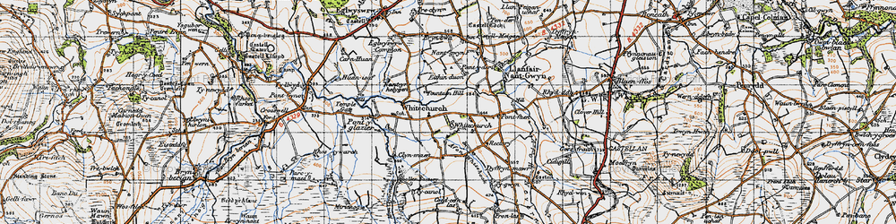 Old map of Eglwyswen in 1947