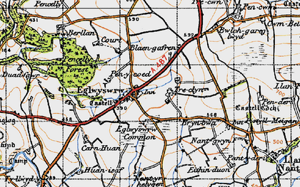 Old map of Brynbwa in 1947