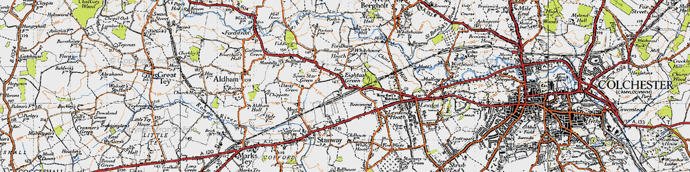 Old map of Eight Ash Green in 1945