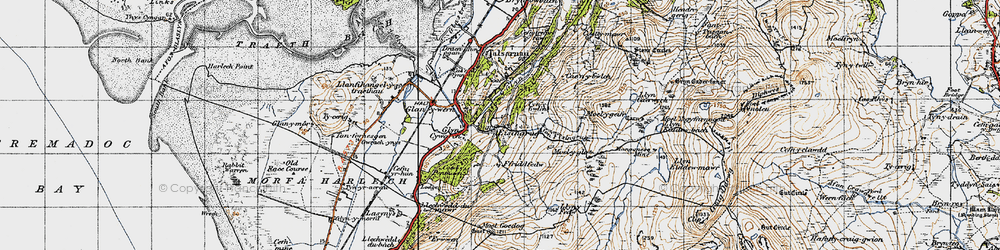 Old map of Afon Eisingrug in 1947