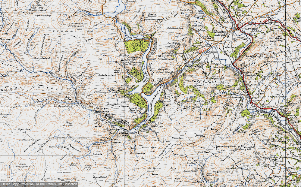 Old Map of Elan Valley, 1947 in 1947