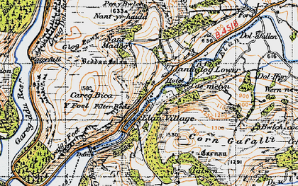 Old map of Y Glog Fawr in 1947