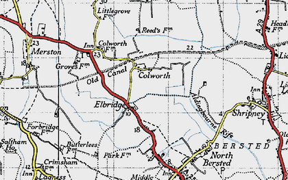 Old map of Elbridge in 1945