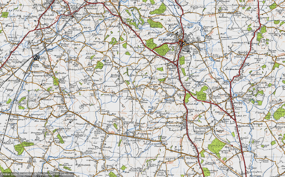 Old Map of Historic Map covering Callow Hill in 1947
