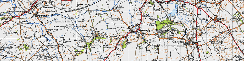 Old map of Basset Down in 1947