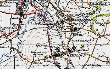Old map of Eldon Lane in 1947