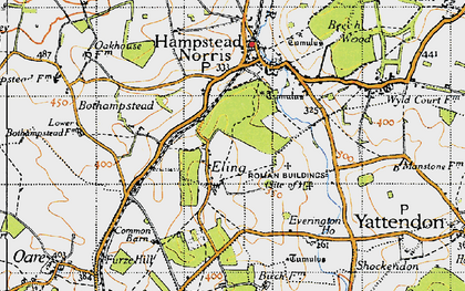 Old map of Eling in 1947