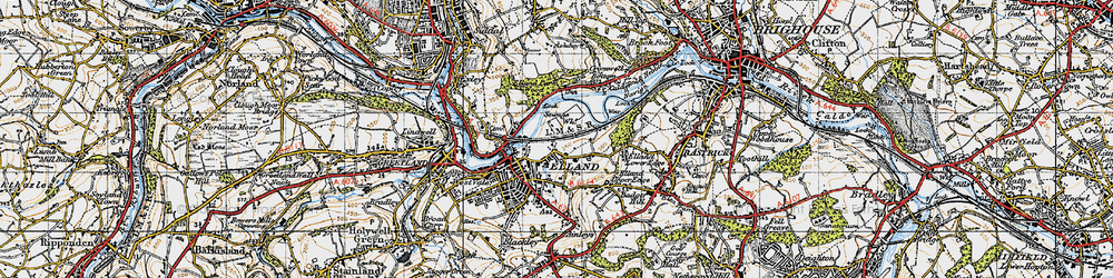 Old map of Elland in 1947