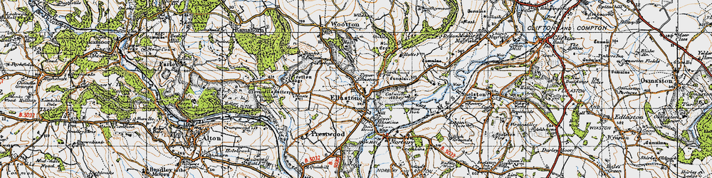 Old map of Ellastone in 1946