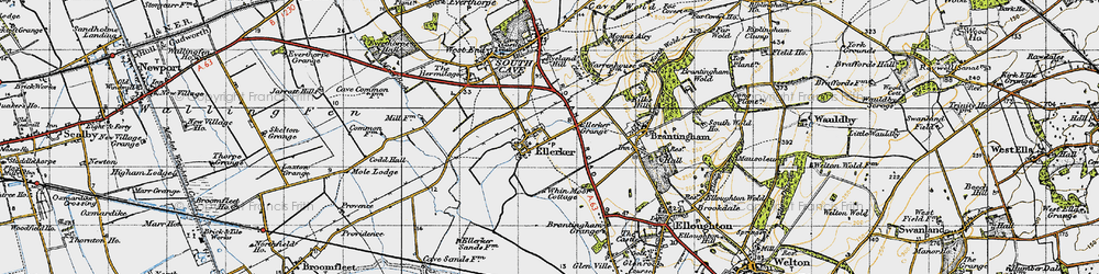 Old map of Brantingham Grange in 1947