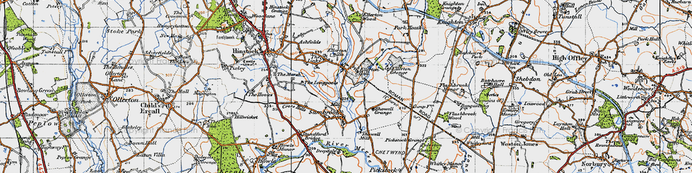 Old map of Ellerton in 1946