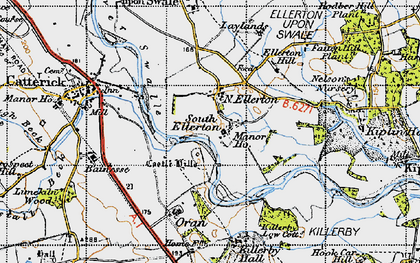 Old map of Ellerton in 1947