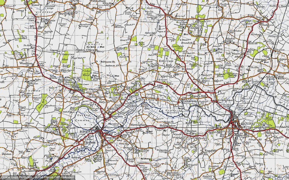 Old Map of Historic Map covering Benstead Marshes in 1946