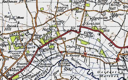 Old map of Ellingham in 1946