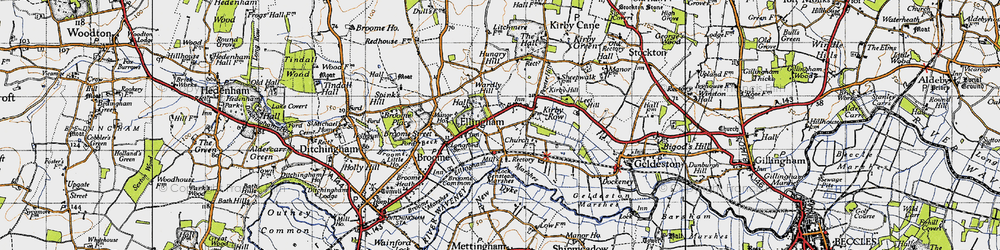 Old map of Benstead Marshes in 1946