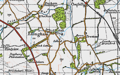 Old map of Ellingham in 1947