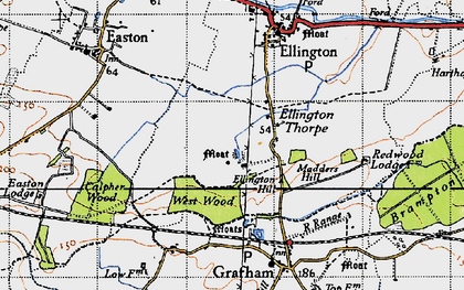 Old map of Ellington Thorpe in 1946
