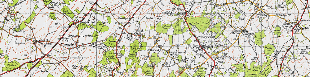 Old map of White Hill in 1945